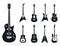 Electric guitar icons set, simple style