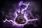 electric guitar, with lightning strike in the background, to symbolize unpredictable and powerful nature of the