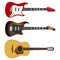 Electric guitar, a set of realistic electric guitars.