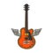 Electric guitar with wings sketch engraving vector