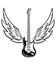 Electric guitar with wings. Stylized electric guitar with angel wings.