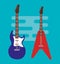 Electric guitars instruments icons