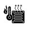 Electric heater black glyph icon