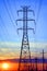 Electric High Voltage Transmission Tower at Sunset