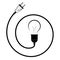 Electric incandescent lamp with wire and plug. Logo for an electrical company. Power supply and energy saving. Black and