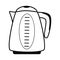 Electric kettle, kitchen and household appliance, a colorful pattern on a white background. Shiny tea kettle for boiling