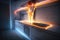 Electric Knife Fire In Modern Apartment Design , Realistic. Generative AI