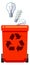 Electric lamp disposal container. Trash recycling icon
