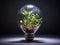 Electric lamp with green plants inside