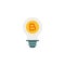 Electric Light Bulb Lamp with Bitcoin flat icon