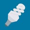 Electric light bulb vector icon in flat style design. Compact fluorescent lamp or CFL symbol. Energy-saving light tube.