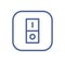 Electric light switch icon with one button. On and off wall switcher sign in line art style. Lineart toggle symbol