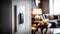 Electric light switch in a modern living room. The light switch is to the right of the image, free copy space,