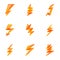 Electric lightning bolt icon set, cartoon style