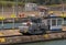 Electric locomotive also known as a mule in miraflores locks on panama canal panama city