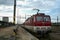 Electric locomotive class 363 from ZSSK Slovak railways ready for departure from the platform of Kosice Hlavna Stanica railway