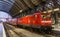 Electric locomotive with regional train in Frankfurt