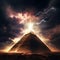 Electric Majesty: Lightning Bolts Dance Upon the Giza Pyramid