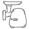 Electric meat grinder in doodle style. Kitchen appliance for grinding meat. Design can be used to decorate menus, recipes, food