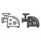 Electric meat grinder line and solid icon, Kitchen appliances concept, Meat mincer sign on white background, mincing