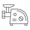 Electric meat grinder thin line icon, Kitchen appliances concept, Meat mincer sign on white background, mincing machine
