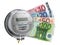 Electric meter with euros. Electricity consumption, cost of utilities and saving concept