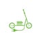 Electric moped with a cable, Green Electric scooter symbol, Scooter icon