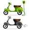 Electric moped and a scooter motorcycle on a white background, vector