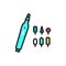 Electric nail cutter with attachments color line icon. Isolated vector element