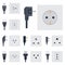 Electric outlet vector illustration energy socket electrical outlets plugs european appliance interior icon.