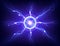 Electric plasma lightning thunderball discharge on transparent background.