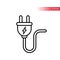 Electric plug with cable thin line vector icon.