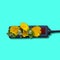 Electric plug with yellow flower.