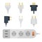 Electric plugs stack outlet illustration energy socket electrical outlets plugs european and usa, asia appliance