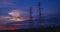 Electric pole, High voltage towers and sky sunset 4K, day to night, Timelapse