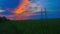 Electric pole, High voltage towers and sky sunset 4K, day to night, Timelapse