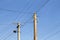 Electric poles, high voltage wires