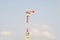 Electric poles with label sign limited speed