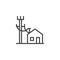 Electric poles line and house line icon
