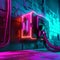 Electric power generator in neon lighting made with generative Ai