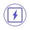 Electric power, lightning bolt circular line icon. Round sign. Flat style vector symbol.