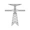 Electric power line tower pictogram. High voltage electric pylon icon