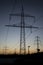 Electric power lines steel tower landscape sunset sunrise dawn silhouette