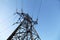 Electric power pylon and overhead lines tower used transmit electrical energy