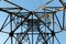 Electric power pylon and overhead lines tower used transmit electrical energy