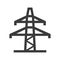 Electric power transmission, maintenance and distridution lines icon isolated on white.