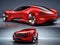 Electric powered red four-wheeled vehicle