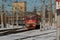 Electric public train in winter Europe