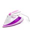 Electric purple steam iron isolated white