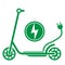 Electric push scooter e-scooter symbol with plug